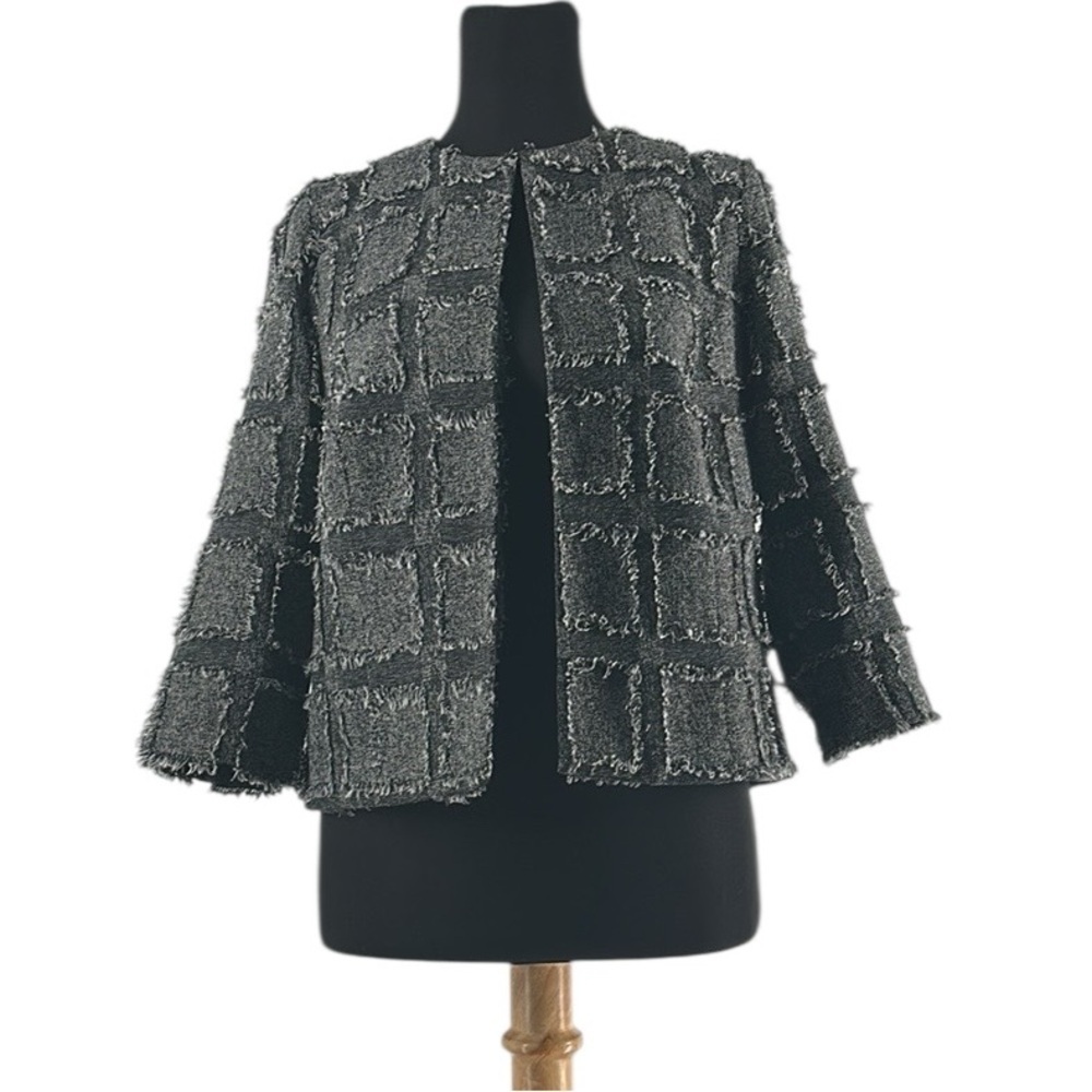 Joseph Ribkoff blazer open front raw edges modern lagenlook business career sz 4